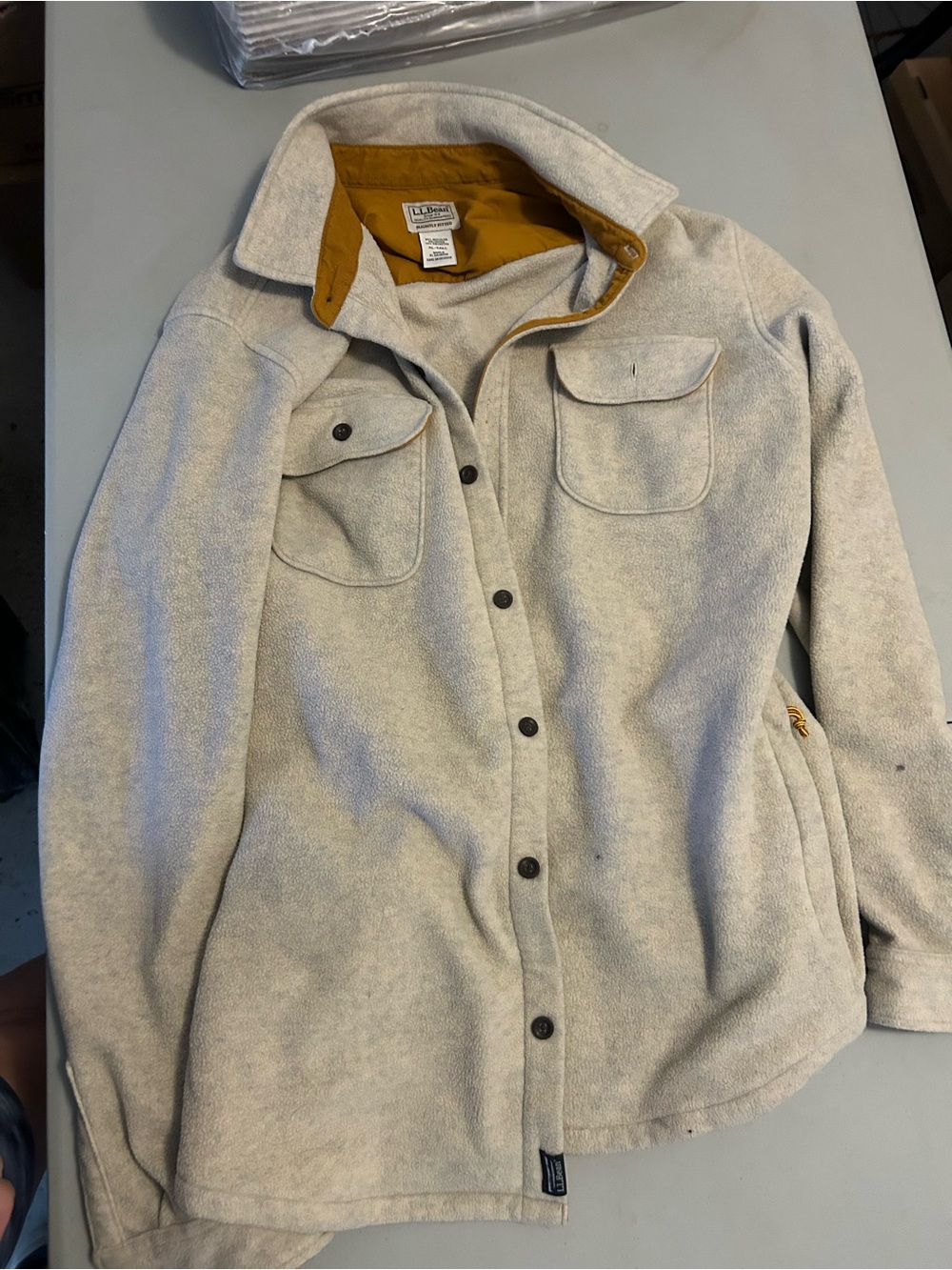 L.L. Bean Cream Fleece Utility Jacket
